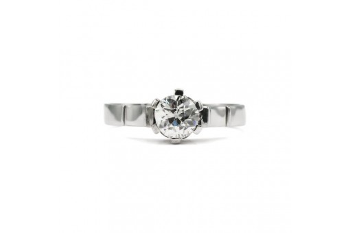 Ring mit Altschliffdiamant Solitär 0,85 ct. in 14 kt. 585 Weißgold Gr. 57