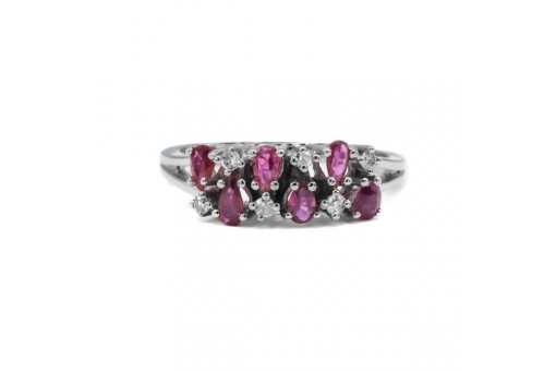 Ring mit 6 Rubinen und 6 Diamanten in 14 Kt. 585 Gold Gr. 58