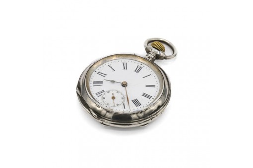 Herren Taschenuhr pocket watch open face in 800 Silber 51 mm um 1900