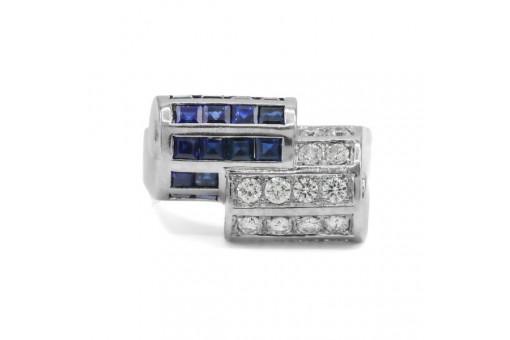 Ring mit Safiren und Brillanten 0,64 ct. in 18 Kt. 750 Gold Gr. 51