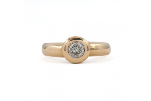 Ring Bandring mit Brillantsolitär 0,50 ct. in 14 Kt. 585 Gold Gr. 60