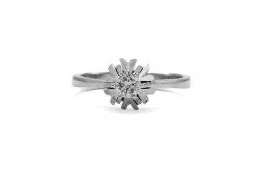 Ring mit Brillant Solitär 0,20 ct. in 14 Kt. 585 Weißgold Gr. 50
