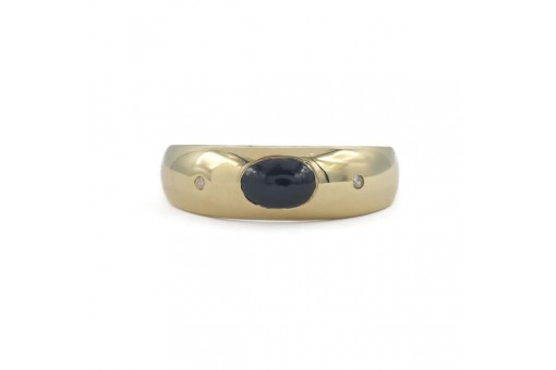 Ring Bandring mit Safir und Diamanten in 14 Kt. 585 Gold Gr. 53