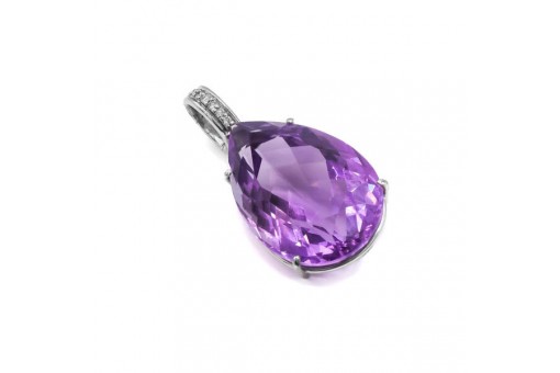 Anhänger Clip CADA mit Amethyst Tropfen und Brillanten in 18 Kt. 750 Gold