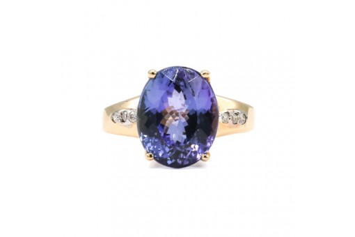 Ring Harry Ivens mit Tansanit und 6 Brillanten in 14 Kt. 585 Gold Gr. 51