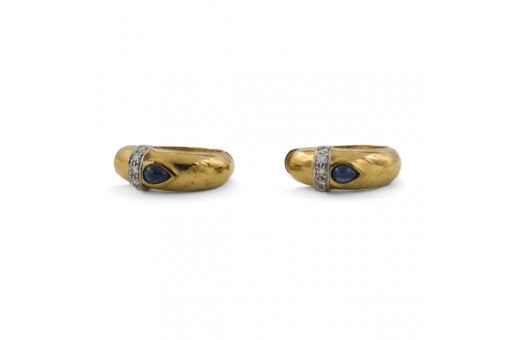 Ohrringe mit 10 Brillanten 0,30 ct und Saphirtropfen in 585 14kt Gold 