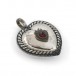 Anhänger für Kette Herz mit Granat in 835er Silber Tracht Antik