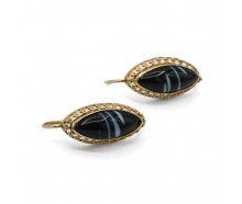 Ohrringe mit Onyx Onix in 333 8kt Gold vintage