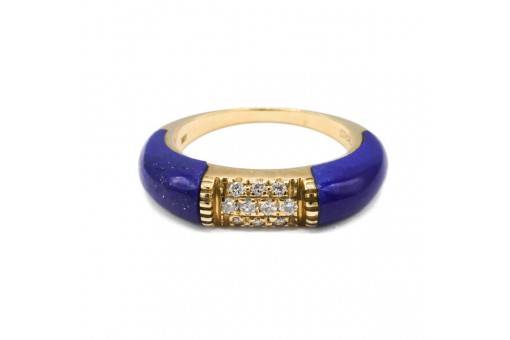 Ring mit Emaille und 10 Brillanten 0,10 ct in 585 14 kt O0ld Marke Christ Gr, 51