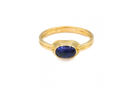 Ring mit Saphir Cabachon Safir in 750 18 kt Gold Damen Ringe Gr. 55