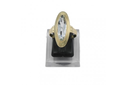 Ring mit Aquamarin Aquamarine Solitär in 14 Kt. 585 er Gold Gr. 59