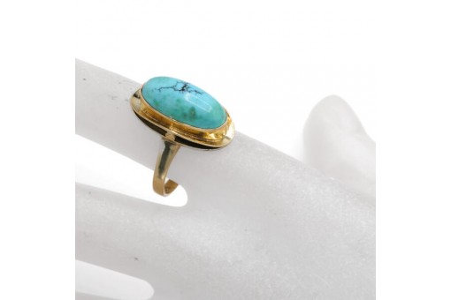 Ring mit Türkis in 333 8kt Gold Türkisstein Damen Antik Gr.54