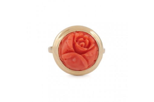 Ring mir Koralle in 585 14 KT Gold Ringe Damen Rose Grösse 55