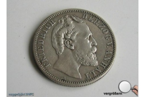 2  Mark Kaiserreich Fiedrich  Herzog von Anhalt J19 1876 / A Sammlerstück