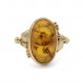 Ring mit Bernstein amber in 14 Kt. 583G Rotgold Danzig Gr. 58