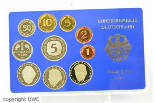 Kursmünzensatz BRD 1995 A polierte Platte 1 Pfennig bis 5 DM Sammlermünzen 