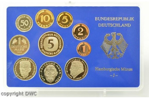 Kursmünzensatz BRD 1995 J polierte Platte 1 Pfennig bis 5 DM Sammlermünzen