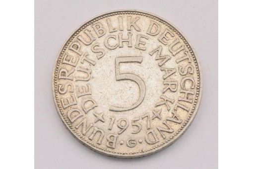 Münze Silber 5 Mark Silberadler BRD 1957 G Jäger 387 16877 Sammlerstück
