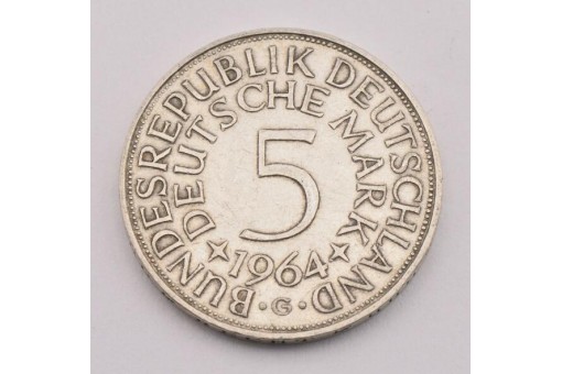 Münze Silber 5 Mark Silberadler BRD 1964 G Jäger 387 16880 Sammlerstück