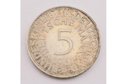 Münze Silber 5 Mark Silberadler BRD 1961 D Jäger 387 16883 Sammlerstück
