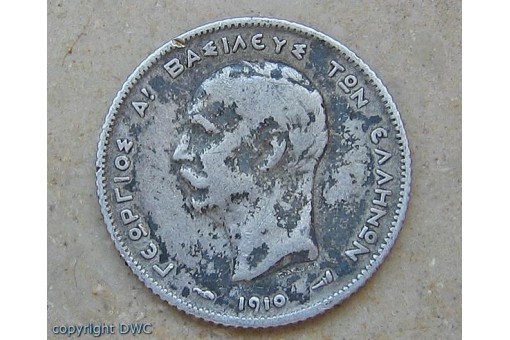 Münze 1 Drachme Georg I. 1910 Silber Griechenland Münzen Sammlermünze 