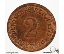 COIN MÜNZE 2 PFENNIG KAISERREICH 1875 D WAPPEN J. 2 Sammlerstück