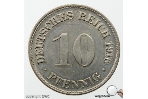 Coin Münzen 10 Pfennig Kaiserreich 1916 D Wappen Cu Ni Sammlerstück