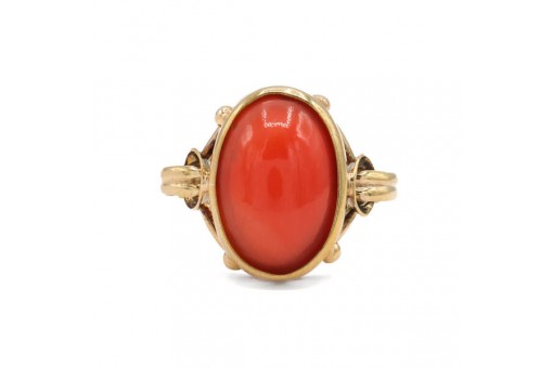 Ring mit Koralle Korallen in 333 8kt Gold Antik Ringe Damen Gr. 58