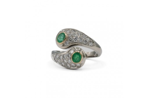 Ring mit Smaragden und Brillanten in 18 Kt. 750 Gold Gr. 53