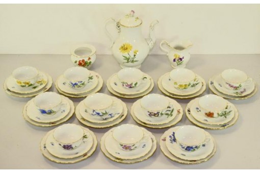 Kaffeeservice original Meissen Porzellan Feldblumen für 12 Personen Sammlerstück