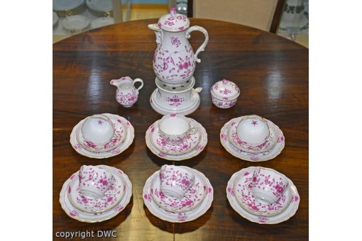 Kaffee Tee Service original Meissen indisch Purpur Porzellan Tassen Sammlerstück