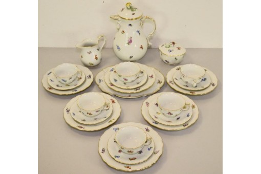 Teeservice original Meissen Porzellan Streublümchen für 6 Personen Sammlerstück