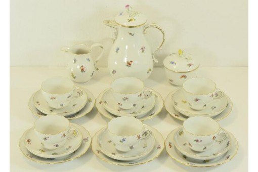 Kaffeeservice original Meissen Porzellan 6 Gedecke Streublümchen Sammlerstück