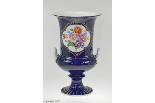 Henkel Vase Marke Meissen original Blumen Kobalt blau Sammlerstück