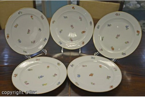 5 Speiseteller Porzellan original Marke Meissen Streublümchen Sammlerstück