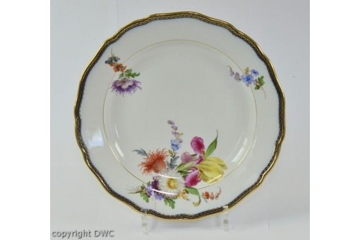 Prunkteller Teller Marken Meissen Porzellan Blumendekor Goldrand Sammlerstück