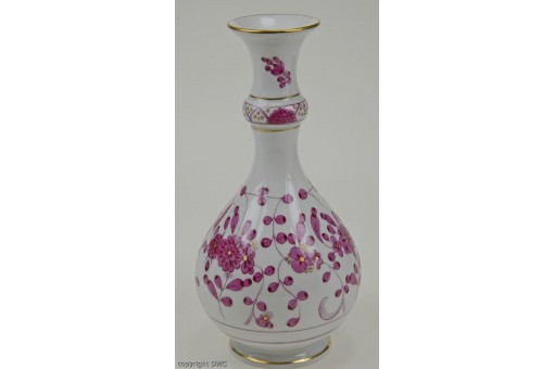 Blumenvase Porzellan Meissen indisch Purpur Dekor Goldrand Vase Sammlerstück