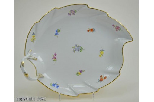 Anbietschale Porzellan Meissen Streublümchen Dekor Goldrand Blatt Sammlerstück