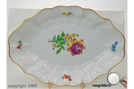 Anbiet Schale Platte original Meissen Marke bunte Blume Porzellan Sammlerstück