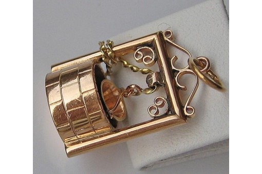 Anhänger Brunnen Fountain 18 Kt 750 er Gold pendant Eimer Fein