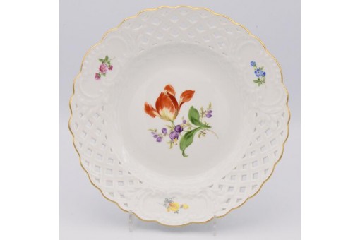 Zierteller original Meissen Porzellan durchbrochene Arbeit 21 cm Sammlerstück
