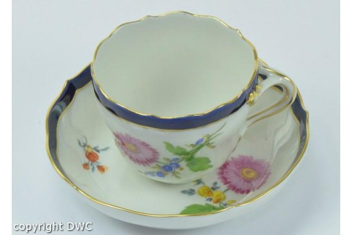 Mokkatasse Sammel Tasse cup Porzellan original Meissen Blume Kobalt Sammlerstück