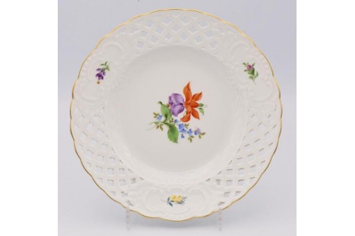 Zierteller Wand Teller original Meissen Porzellan durchbrochen Sammlerstück