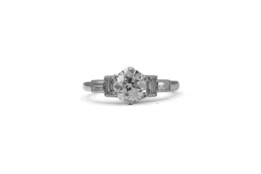 Art Deco Ring mit Altschliffdiamant 1,16 ct Platin IHK Gutachten 53 Sammlerstück