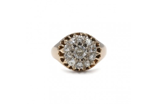 Ring 11 Altschliffdiamanten 1,25 ct. 585 Gold Biedermeier Gr. 59 Sammlerstück