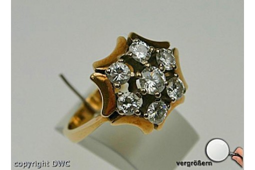 Ring mit Brillanten Brillant Diamanten Antik in14 Kt. 585 Gold 52 Sammlerstück