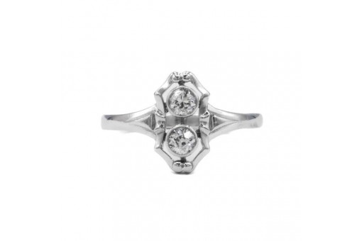 Ring Art Déco mit 2 Altschliffdiamanten 0,40 ct. in Platin Gr. 60 Sammlerstück
