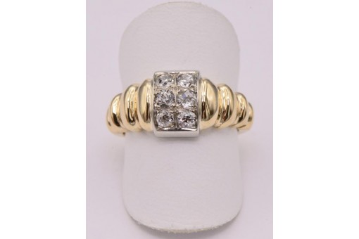Ring mit 6 Altschliff diamanten 0,5 ct. in 14 Kt. 585 Gold antik 55 Sammlerstück