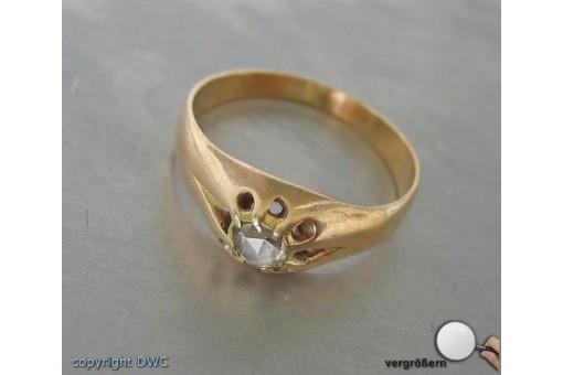 Ring mit Diamant Brillanten Solitär in 585 Gold Gr. 64 antik Sammlerstück