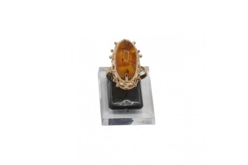 Ring mit Bernstein in 583 Gold 14 kt. Damen Gr. 55 Sammlerstück